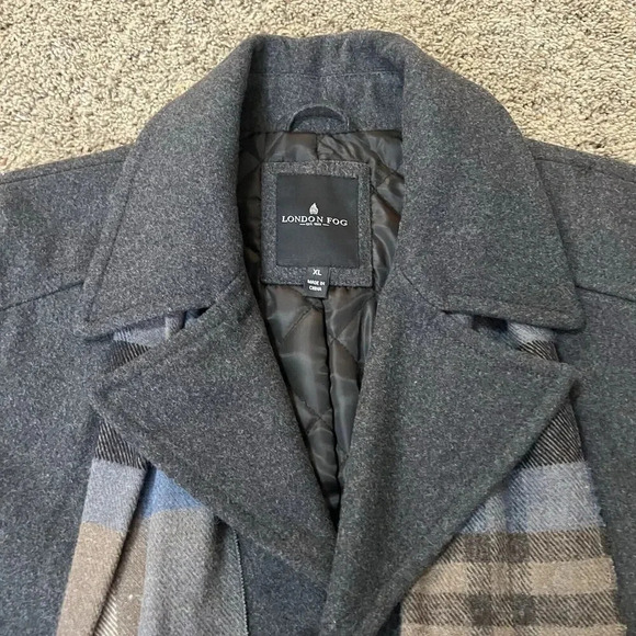 Vintage London Fog Mens Single Breasted Heavy Wool Overcoat XL 48R Charcoal Gray - Picture 7 of 16